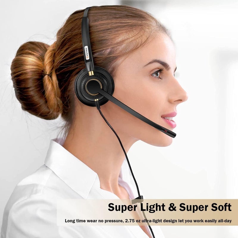 Arama USB Headset with Microphone for PC, Noise Cancelling & Audio Controls Ultra Comfort USB Headphone for Computer Laptop Pc Business Skype UC Webinar Call Center Office - Image 2